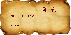 Millik Alex névjegykártya
